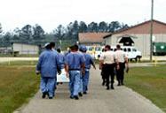 Inmates walk the line